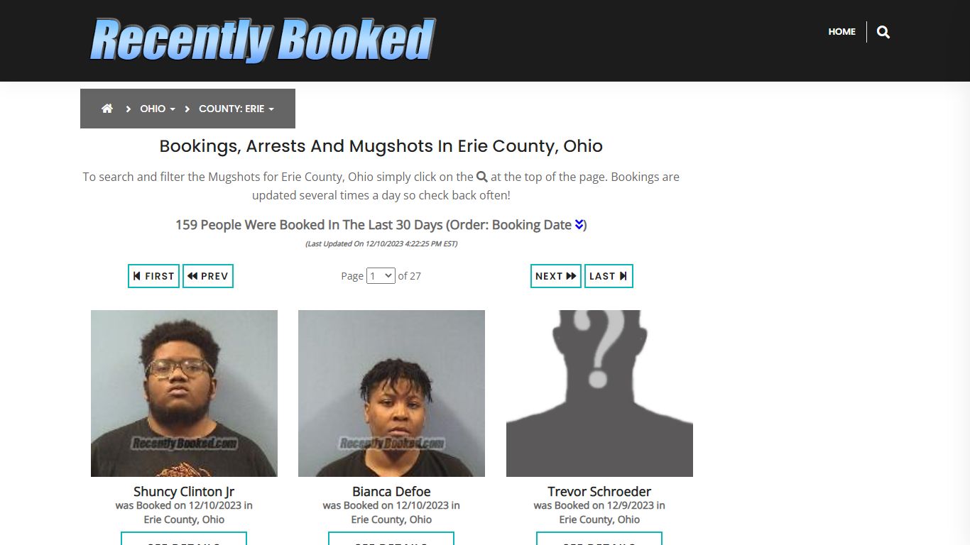 Recent bookings, Arrests, Mugshots in Erie County, Ohio - Recently Booked