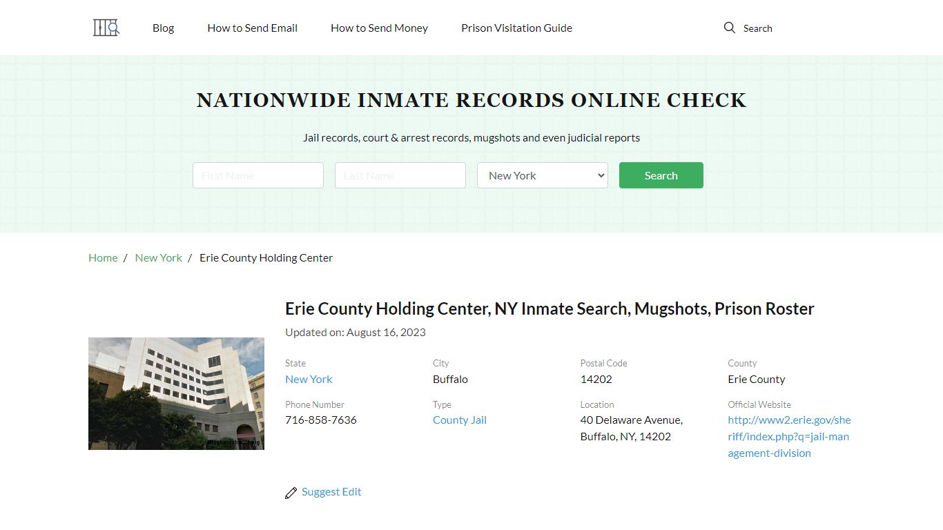 Erie County Holding Center, NY Inmate Search, Mugshots, Prison Roster